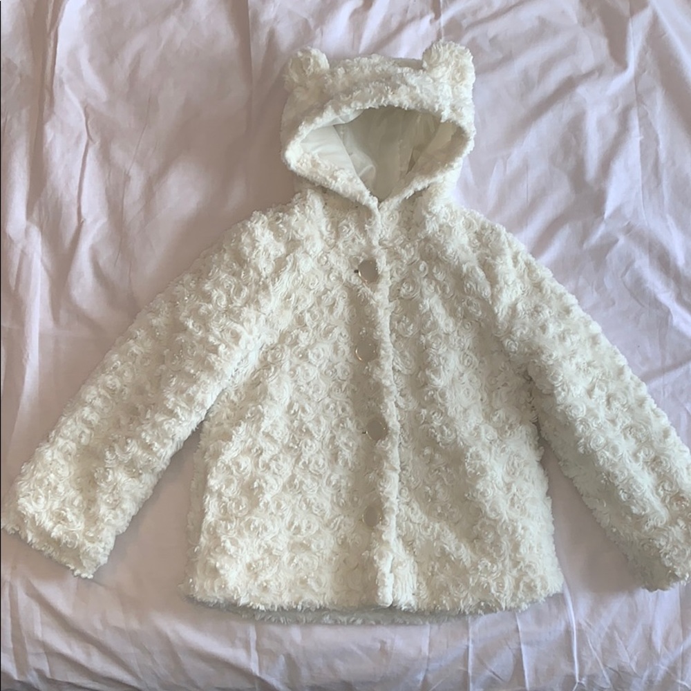 Toddler Girl White Jacket with Hood